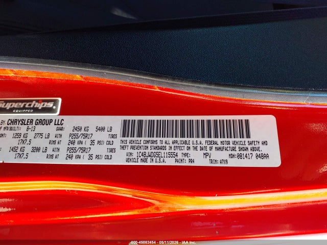 1C4BJWDG5EL115554 Jeep Wrangler Unlimited Sport