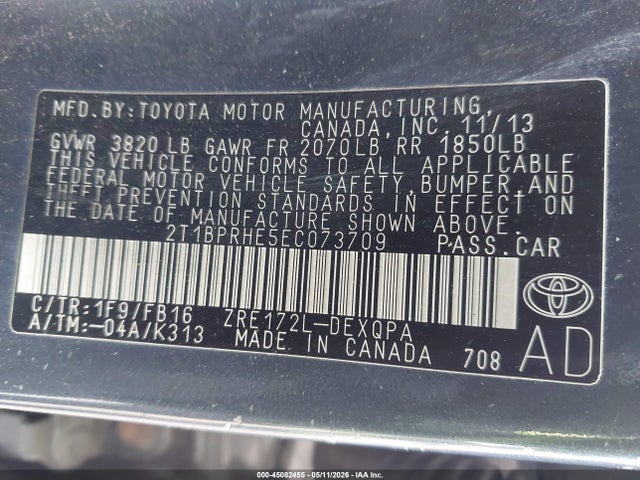 Toyota Corolla Le Eco 2014 2T1BPRHE5EC073709 Image 9