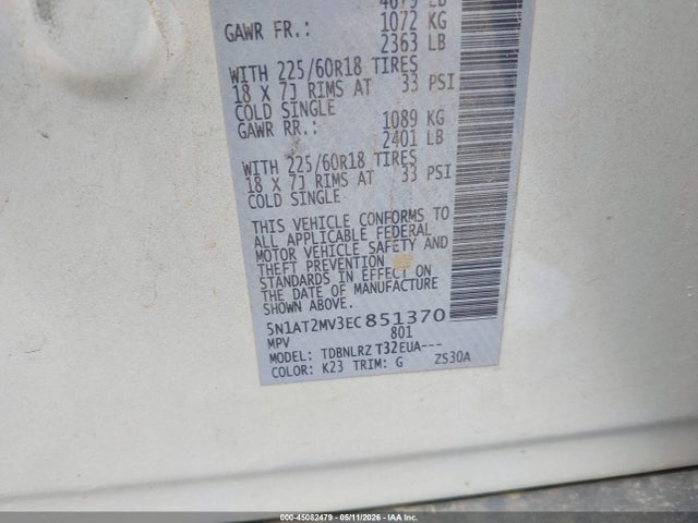 Aukcja sprzedaży 2014 Nissan Rogue Sl, vin: 5N1AT2MV3EC851370, numer aukcji: 45082479
