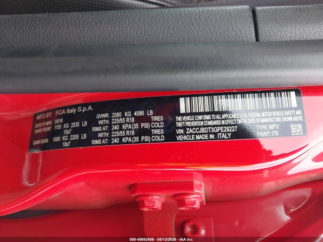 ZACCJBDT3GPE29227 Jeep Renegade Limited