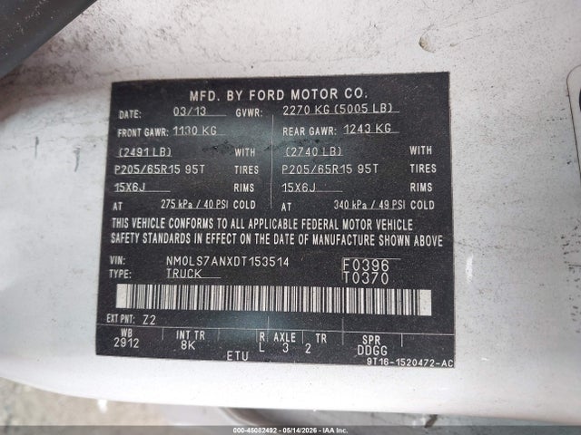 Продаж на аукціоні авто 2013 Ford Transit Connect Xl, vin: NM0LS7ANXDT153514, номер лоту: 45082492