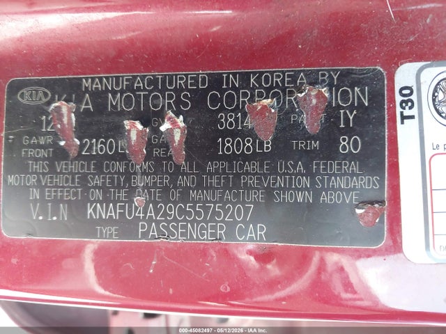 Продажа на аукционе авто 2012 Kia Forte Ex, vin: KNAFU4A29C5575207, номер лота: 45082497