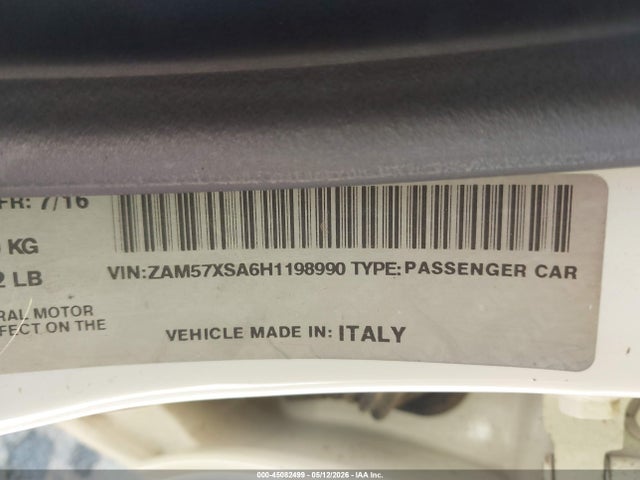 45082499 :رقم المزاد ، ZAM57XSA6H1198990 vin ، 2017 Maserati Ghibli مزاد بيع