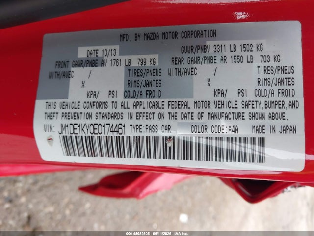Aukcja sprzedaży 2014 Mazda Mazda2 Sport, vin: JM1DE1KY0E0174461, numer aukcji: 45082505