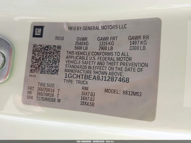 1GCHTBEA9J1287468 Chevrolet Colorado Wt