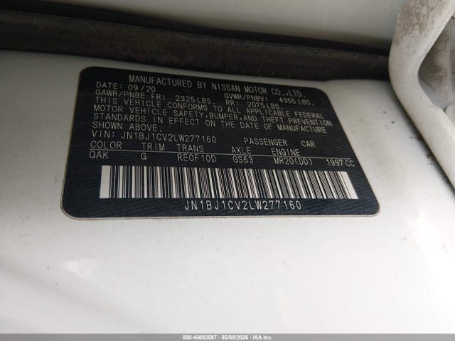 Aukcja sprzedaży 2020 Nissan Rogue Sport S Fwd Xtronic Cvt, vin: JN1BJ1CV2LW277160, numer aukcji: 45082597