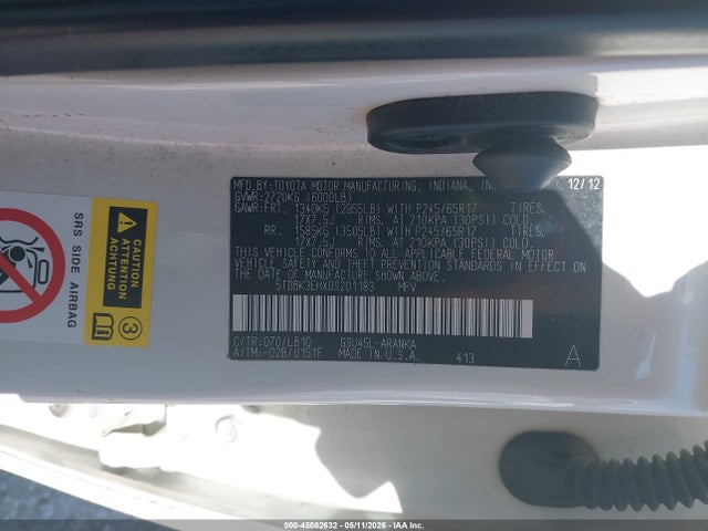 Продаж на аукціоні авто 2013 Toyota Highlander Se V6, vin: 5TDBK3EHXDS201183, номер лоту: 45082632