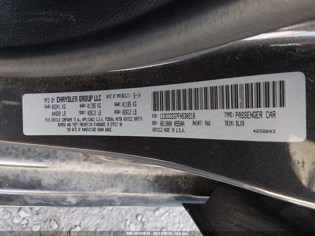 2015 Chrysler 200 C მანქანა იყიდება აუქციონზე, vin: 1C3CCCEG7FN530218, აუქციონის ნომერი: 45082635