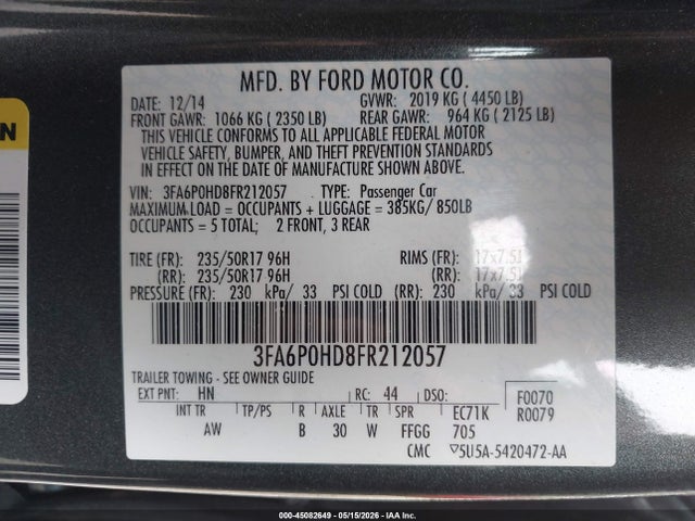 Продаж на аукціоні авто 2015 Ford Fusion Se, vin: 3FA6P0HD8FR212057, номер лоту: 45082649
