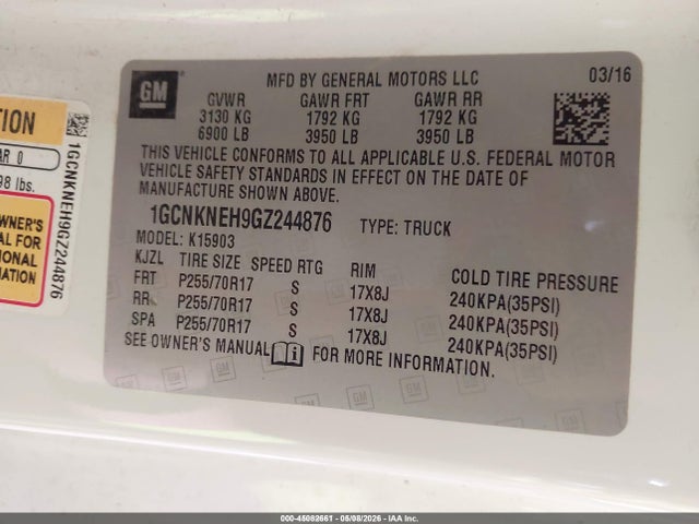 1GCNKNEH9GZ244876 Chevrolet Silverado 1500 Wt