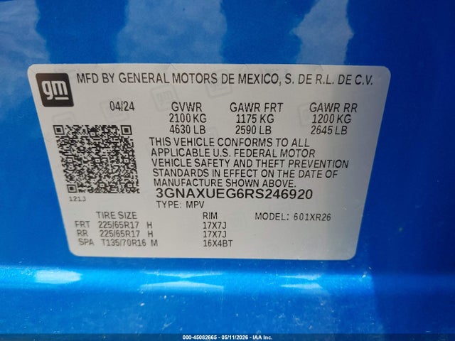 3GNAXUEG6RS246920 Chevrolet Equinox Awd Lt