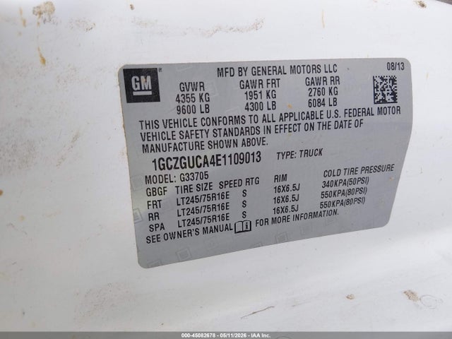 Продажа на аукционе авто 2014 Chevrolet Express 3500 Work Van, vin: 1GCZGUCA4E1109013, номер лота: 45082678