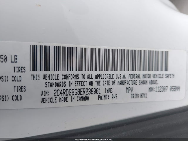 Aukcja sprzedaży 2014 Dodge Grand Caravan Se, vin: 2C4RDGBG8ER238061, numer aukcji: 45082726