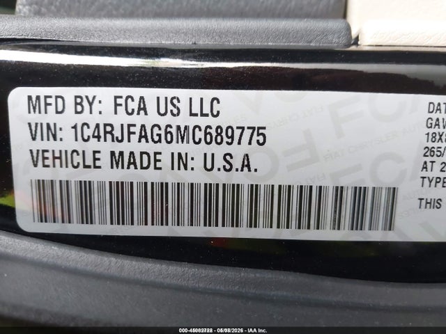 2021 Jeep Grand Cherokee Laredo E 4x4 მანქანა იყიდება აუქციონზე, vin: 1C4RJFAG6MC689775, აუქციონის ნომერი: 45082728