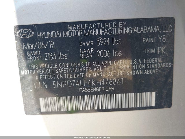 Hyundai ELANTRA SE 2019 5NPD74LF4KH476861 Image 9