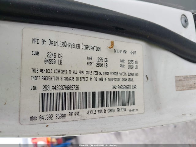 Продажа на аукционе авто 2007 Dodge Charger, vin: 2B3LA43G37H809736, номер лота: 45082776