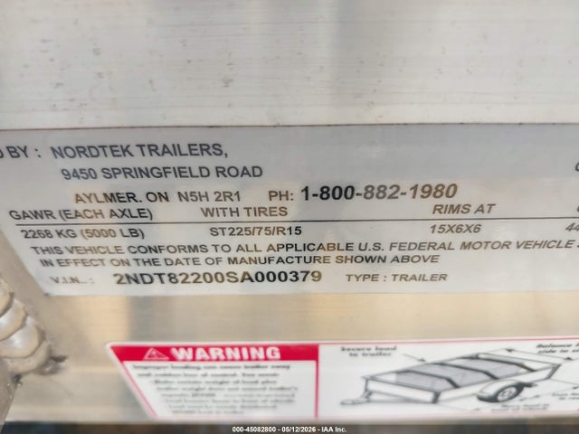 2NDT82200SA000379 Norris Utility Trailer