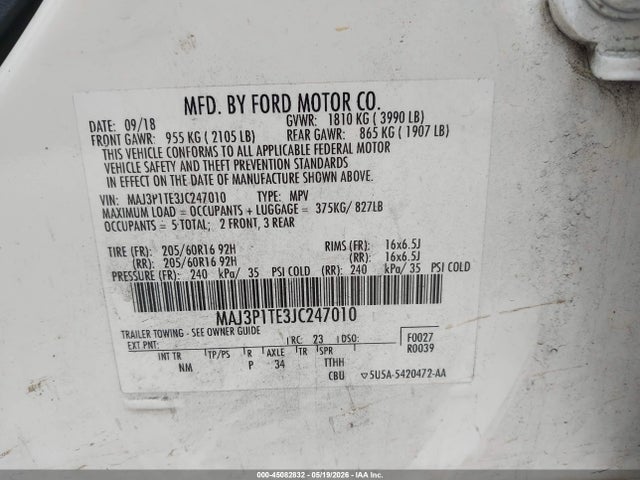 Ford Ecosport Se 2018 MAJ3P1TE3JC247010 Image 9