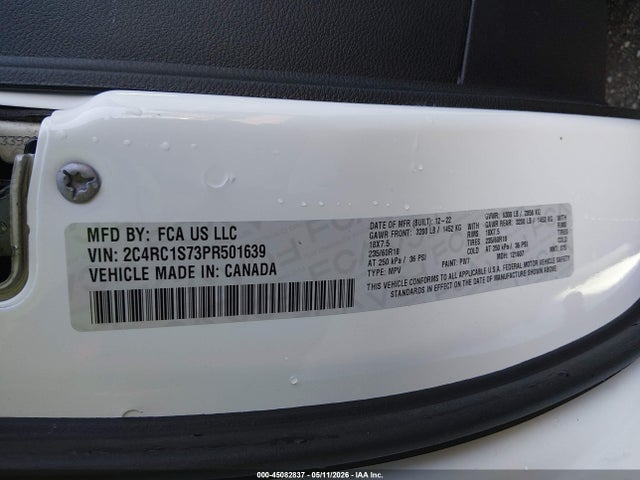 45082837 :رقم المزاد ، 2C4RC1S73PR501639 vin ، 2023 Chrysler Pacifica Hybrid Limited مزاد بيع