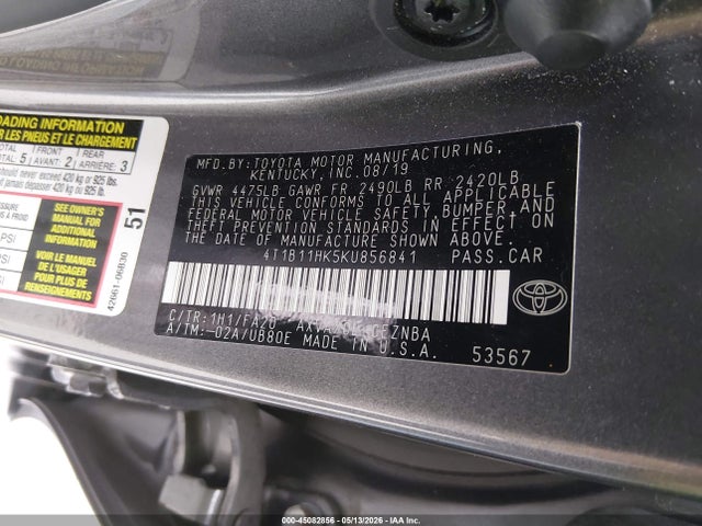 Toyota CAMRY LE 2019 4T1B11HK5KU856841 Image 9