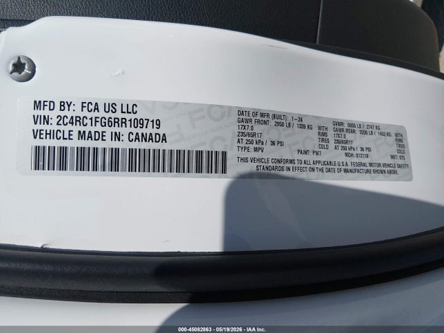 Продажа на аукционе авто 2024 Chrysler Pacifica Touring, vin: 2C4RC1FG6RR109719, номер лота: 45082863