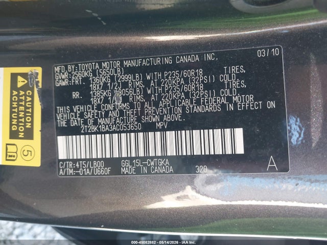 45082882 :رقم المزاد ، 2T2BK1BA3AC053650 vin ، 2010 Lexus Rx 350 مزاد بيع