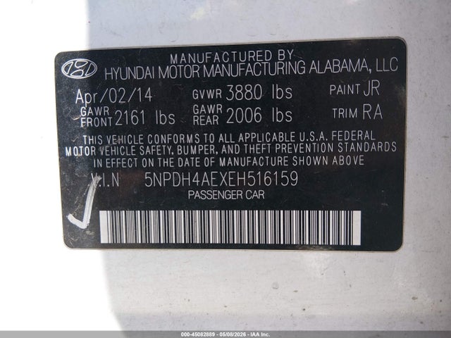 2014 Hyundai Elantra Se მანქანა იყიდება აუქციონზე, vin: 5NPDH4AEXEH516159, აუქციონის ნომერი: 45082889