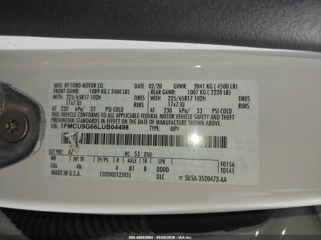 Ford ESCAPE SE 2020 1FMCU9G66LUB04498 Image 9