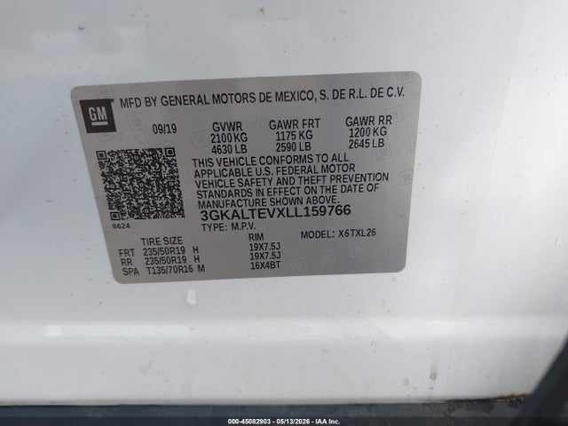 Auction sale of the 2020 Gmc Terrain Awd Sle, vin: 3GKALTEVXLL159766, lot number: 45082903