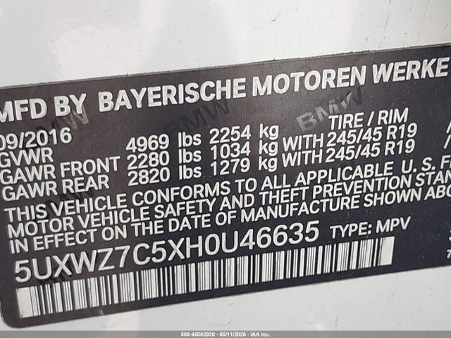 5UXWZ7C5XH0U46635 BMW X3 Sdrive28i