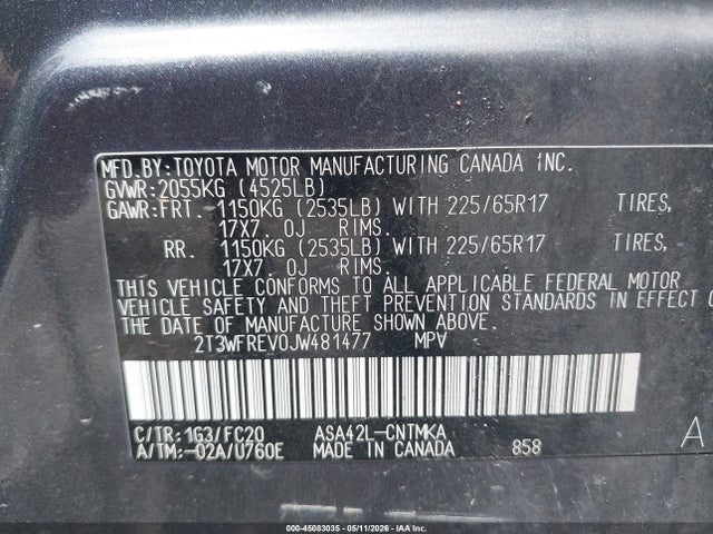 Toyota Rav4 Xle 2018 2T3WFREV0JW481477 Image 9