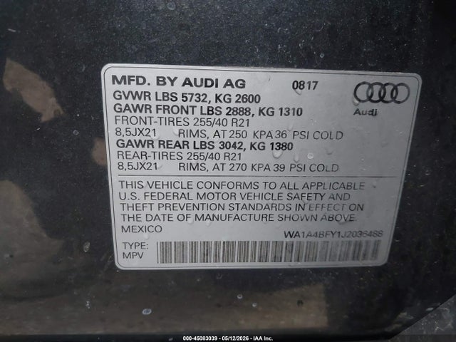 WA1A4BFY1J2036488 Audi Sq5 3.0t Premium Plus