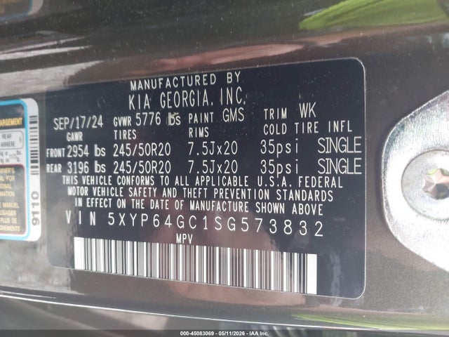 Продаж на аукціоні авто 2025 Kia Telluride S, vin: 5XYP64GC1SG573832, номер лоту: 45083069