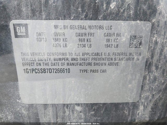 Продаж на аукціоні авто 2013 Chevrolet Cruze 1lt Auto, vin: 1G1PC5SB7D7266610, номер лоту: 45083078