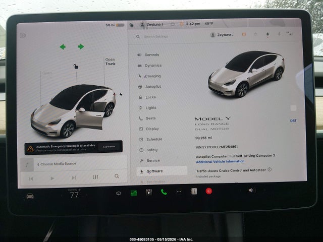 45083105 :رقم المزاد ، 5YJYGDEE2MF254861 vin ، 2021 Tesla Model Y Long Range Dual Motor All-wheel Drive مزاد بيع