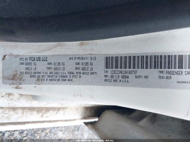 Продажа на аукционе авто 2016 Chrysler 200 Limited, vin: 1C3CCCAB1GN102737, номер лота: 45083138