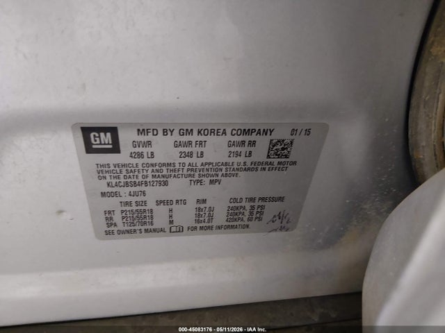 Aukcja sprzedaży 2015 Buick Encore Convenience, vin: KL4CJBSB4FB127930, numer aukcji: 45083176