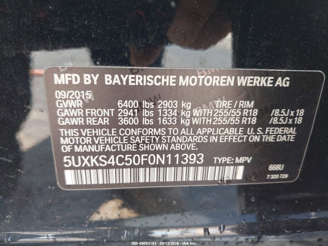 5UXKS4C50F0N11393 BMW X5 Xdrive35d
