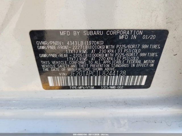 Subaru Crosstrek Premium 2020 JF2GTAPC1L8244128 Image 9