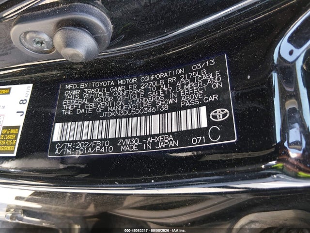 45083217 :رقم المزاد ، JTDKN3DU5D0346138 vin ، 2013 Toyota Prius Three مزاد بيع
