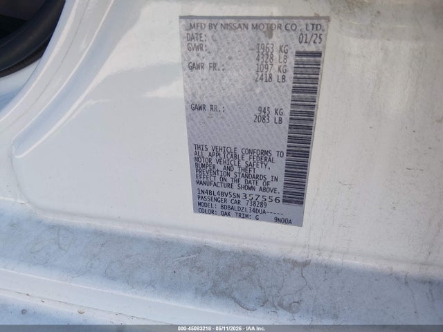 Aukcja sprzedaży 2025 Nissan Altima S Fwd, vin: 1N4BL4BV5SN357556, numer aukcji: 45083218