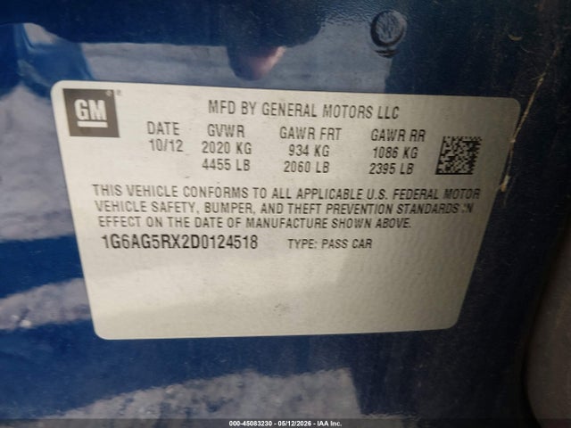 Продаж на аукціоні авто 2013 Cadillac Ats Standard, vin: 1G6AG5RX2D0124518, номер лоту: 45083230