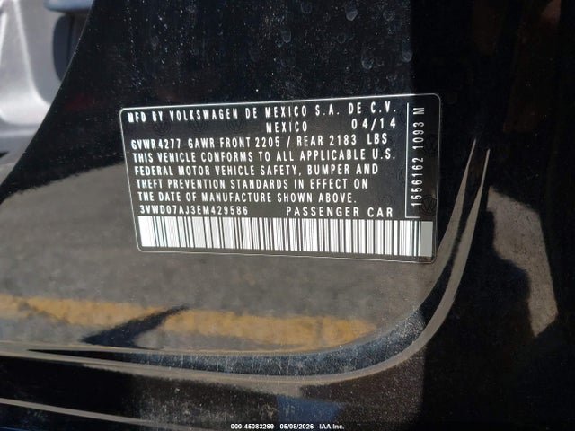 Aukcja sprzedaży 2014 Volkswagen Jetta 1.8t Se, vin: 3VWD07AJ3EM429586, numer aukcji: 45083269