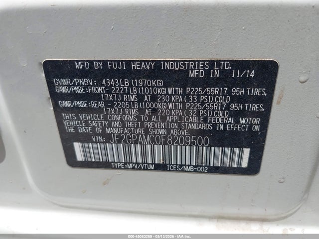 Продажа на аукционе авто 2015 Subaru Xv Crosstrek 2.0i Limited, vin: JF2GPAMC0F8209500, номер лота: 45083289