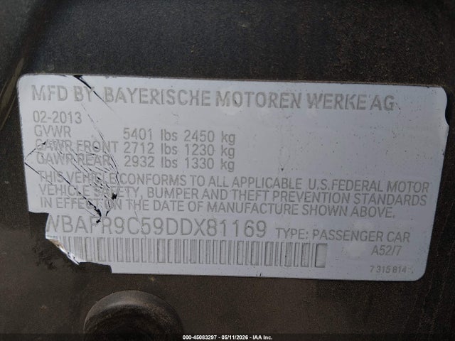 Продажа на аукционе авто 2013 Bmw 550i, vin: WBAFR9C59DDX81169, номер лота: 45083297