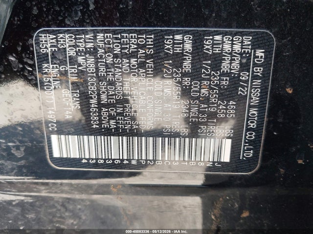 JN8BT3CB2PW463834 Nissan Rogue Sl Intelligent Awd