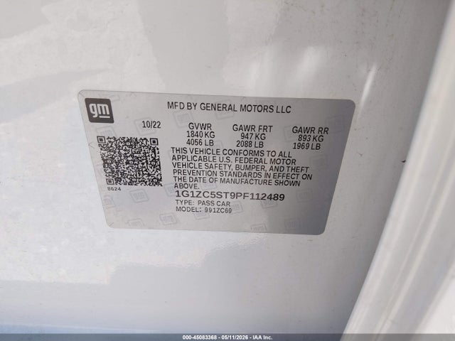 Продажа на аукционе авто 2023 Chevrolet Malibu Fwd 1fl, vin: 1G1ZC5ST9PF112489, номер лота: 45083368