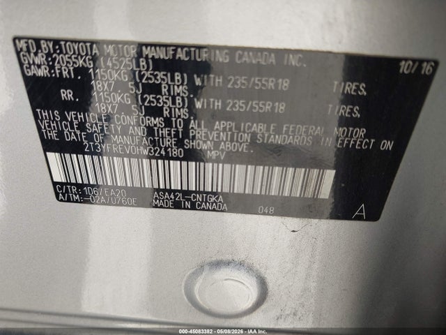 2T3YFREV0HW324180 Toyota Rav4 Platinum