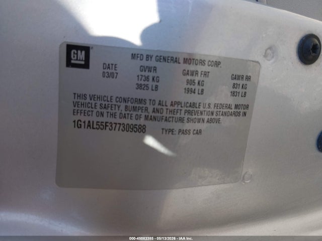 Aukcja sprzedaży 2007 Chevrolet Cobalt Lt, vin: 1G1AL55F377309588, numer aukcji: 45083385