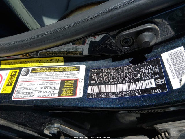 Aukcja sprzedaży 2017 Toyota Camry Se, vin: 4T1BF1FKXHU623812, numer aukcji: 45083421